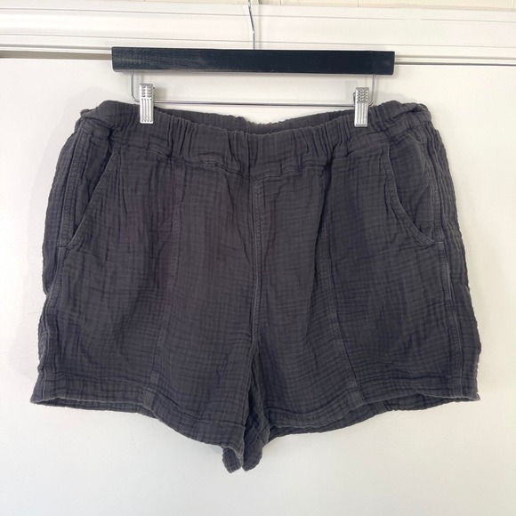 Madewell 1X Gray Black Plus Size 1X Lightspun Easy Pull-on Shorts Gauze - Picture 1 of 6